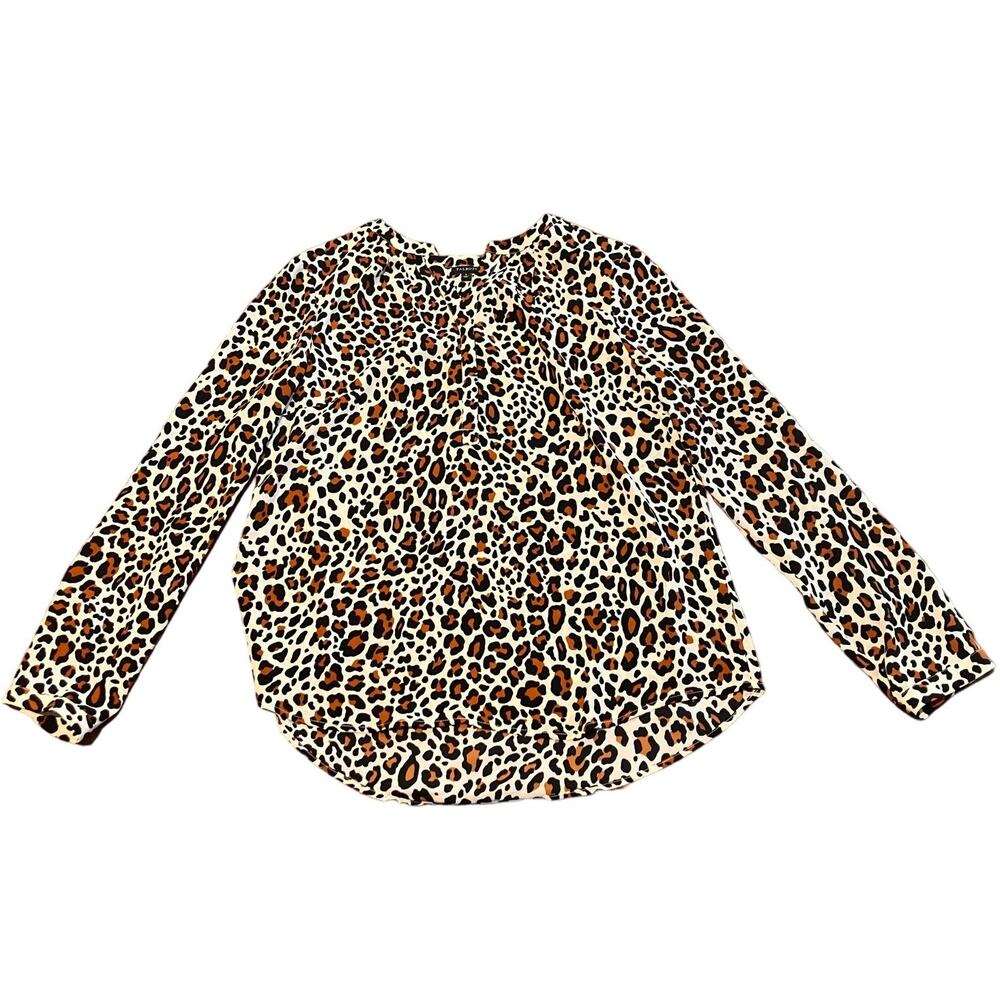 TALBOTS‎ Cheetah Print Blouse, Large, Long Sleeve, Lightweight, Top, Animal